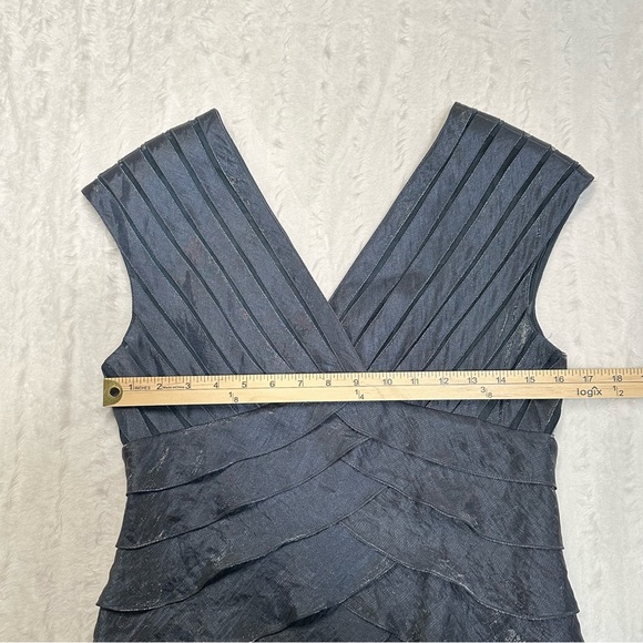 Adrianna Papell Occasions Long Formal Shutter Pleated Rayon Blend Gown Dress - Picture 6 of 9